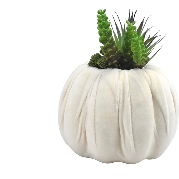 Artificial Plants White 8 Inches Large Pumpkin Multi-Element Pumpkin - Picture 4 of 6
